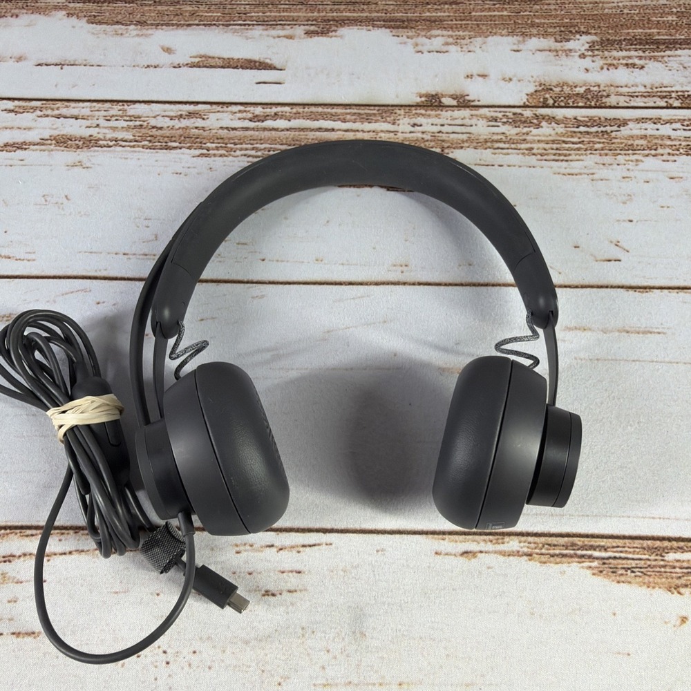 Used Logitech Zone Wired On-Ear Headset Black 981-000876 USB PC Mic Tested